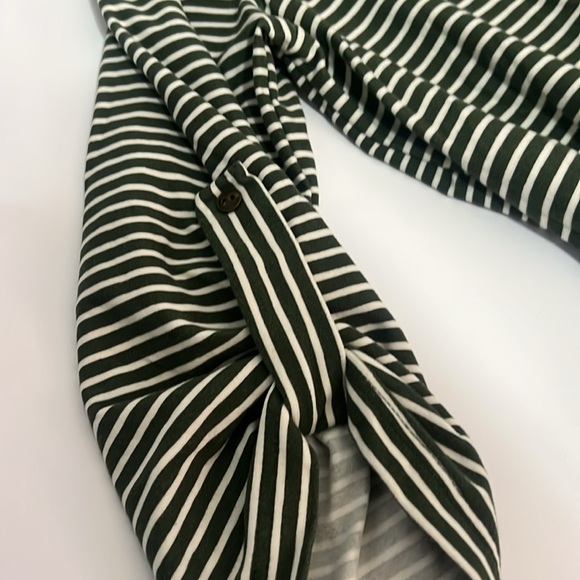 French Grey green and whitete stripe dress size medium - Picture 3 of 8